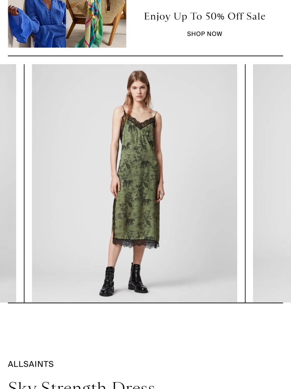 AllSaints Sky Strength Animal Print Lace Slip Midi Dress XS - Picture 3 of 16
